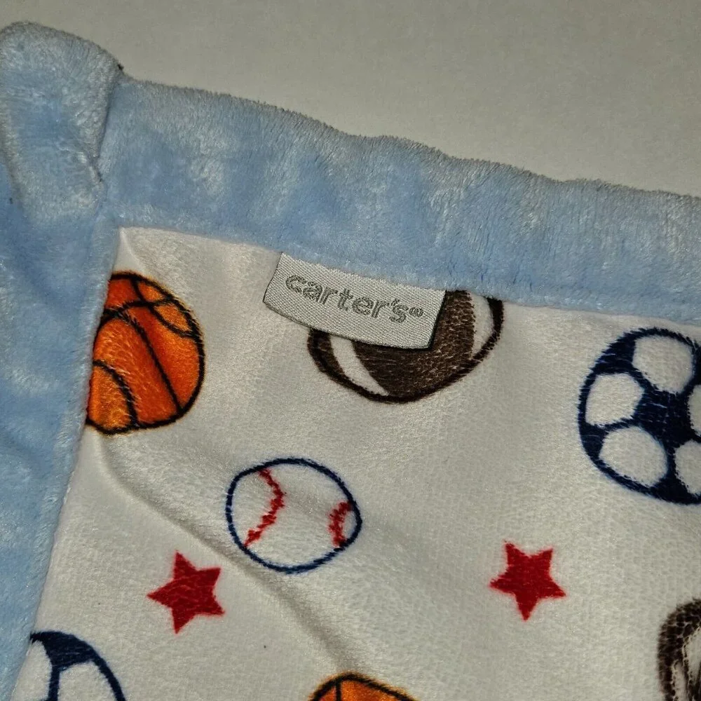 Carter's Sports Ball Lovey Plush Football Baseball Basketball Soccer Stars Blue